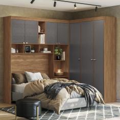 Guarda-roupa de Canto Santos Andirá Veneza 7 Portas 4 Gavetas 11 Prateleiras com Cabideiro e Maleiro Casal 