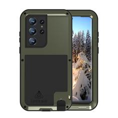 LOVE MEI Capa resistente militar para Samsung Galaxy S23 Ultra, sem protetor de tela de vidro temperado, à prova de choque, à prova de poeira, à prova de arranhões, híbrido, metal e gel de silicone