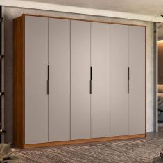 Guarda Roupa Casal Atrice Ambiente 6 Portas Nogueira Nude Prime TX Demóbile – Demartêz