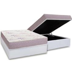 Conjunto Box Baú Casal: Colchão Espuma Ortobom D20 Physical Resistente Bordado + Base CRC Courano White(138x188)