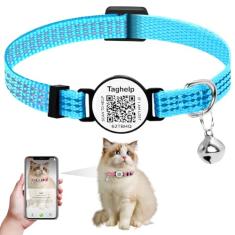 Coleiras de gatinho com sino e etiqueta de nome QR Code - Coleira reflexiva para gatos com etiqueta de identificação inteligente personalizada, design ultradurável e ajustável de liberação rápida