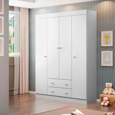 Guarda Roupa Infantil 4 Portas 2 Gavetas Helena Phoenix Baby - Branco