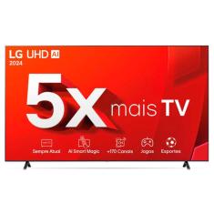 Smart TV 4K 75  LG UHD 75UT8050 Processador A5 Ger7 AI Alexa/Chromecast integrado webOS 24 Controle Smart Magic