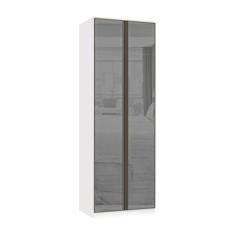 Guarda Roupa Modulado 2 Portas 3 Gavetas 80cm com Vidro Reflecta Prata