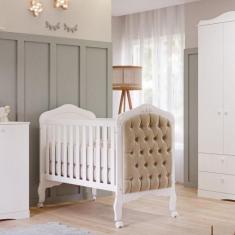Quarto de Bebê 2 Peças com Berço e Capitonê Espresso Móveis Branco