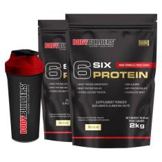 Kit 2x 6 Six Protein 2kg + Coqueteleira  Bodybuilders,  Baunilha