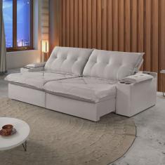 Sofá Retrátil e Reclinável 250cm M163 com Porta Copos Yescasa