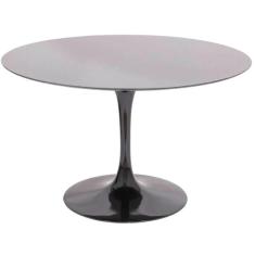 Mesa De Jantar Tulipa Saarinen Redonda 90 Cm Tampo Laqueado Cores Preto