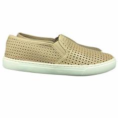 Tênis Feminino Slip On Couro Legítimo Confortável-Feminino