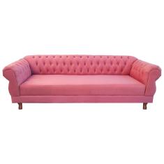 Sofá Chesterfield Capitone Elisabeth Suede Rose 2,30