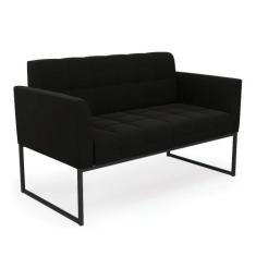 Sofá Namoradeira Elisa Suede Preto Base Metálica Industrial Preto D03 