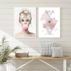 Kit 2 Quadros Decorativos Brigitte Bardot 45X34Cm Branca - Quadros On-