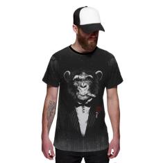 Camiseta Macaco de Terno Estiloso - Di Nuevo, Preto, XXG