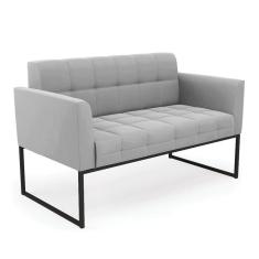 Sofá Namoradeira Elisa Suede Cinza Base Metálica Industrial Preto - D`rossi