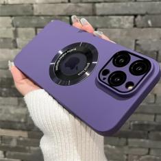 Capa magnética para iphone 11 12 13 14 15 pro max capa de cor sólida para iphone 15 14 pro caso com filme de câmera, roxo, para iphone 15 pro