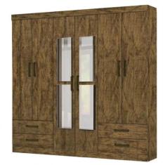 Guarda Roupa Hercules com 6 Portas 4 Gavetas e Espelho - carioca movei