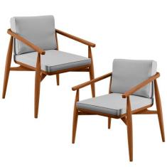 Kit 02 Poltronas Decorativas Sala de Estar com Cintas de Material Sint