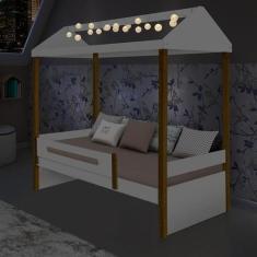 Cama solteiro sara branco mel com led - Divaloto