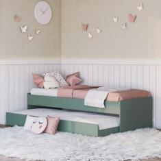 Cama Solteiro Bicama Ditália com Colchões CM-20, Verde Oliva