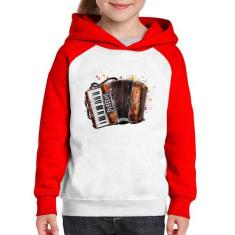 Moletom Infantil Acordeon Sanfona - Foca na Moda, Branco, Vermelho, 12