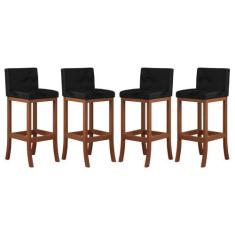 Kit 4 Banquetas Média Estofada para Cozinha Americana Espanha Madeira 
