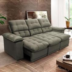 Sofá Retrátil Reclinável Atenas 2,30m Suede Velut Tabaco c/ Molas no A