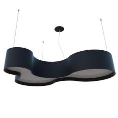 Lustre Pendente Semi Cilíndrico 100cm em Madeira Laca Branco ou Preto 