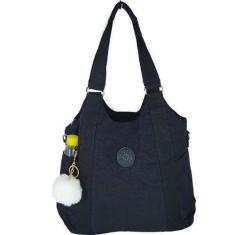 Bolsa Feminina Em Nylon Tactel Com Chaveiro 1990 - Marinho - By Sss