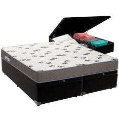 Cama Box Baú Preto E Colchão Light Espuma D33 Queen Ortobom