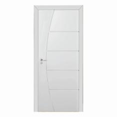 Kit Porta de Madeira 210x90cm Frisada Laqueada Moldufama Abertura Dire