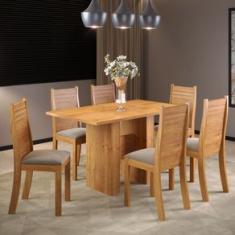 Mesa de Jantar Retangular Viero Carmen com 6 Cadeiras Estofadas e Revestidas em Veludo