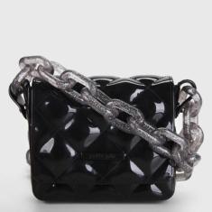 Bolsa Petite Jolie Glitter Dark Feminina, Preto, Único