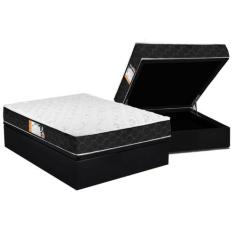 Cama Box Baú Casal: Colchão Espuma Castor D33 Black e White Double Fac