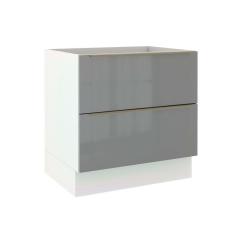 Balcão Madesa Lux 80cm 2 Gavetas Branco Cinza