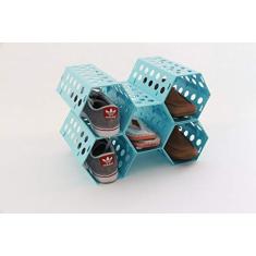 Sapateira Colmeia 5 Cavidades Porta Hall Quarto - Diversas Cores Cor:Azul
