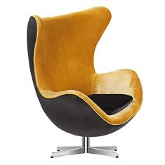 Poltrona EGG tecido veludo preto/dourado base alumínio com relax - Poltronas do Sul