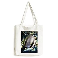 Bolsa de lona com imagem de natureza de peixe oceano, bolsa de compras casual