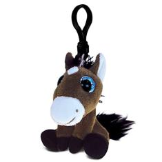 DolliBu Cavalo de pelúcia grandes olhos chaveiro de pelúcia animal - Soft Farm Animal Charm com brilhantes olhos grandes, celeiro decorativo pelúcia b