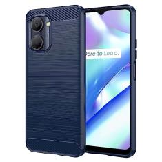 Capa de celular para Realme C33, fibra de carbono refinada, anti-queda, anti-impressões digitais, proteção total
