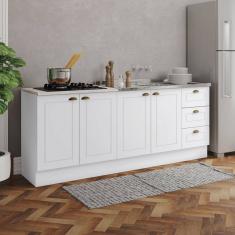 Cozinha Compacta Americana 4 Portas 3 Gavetas 100% Mdf Branco - Henn