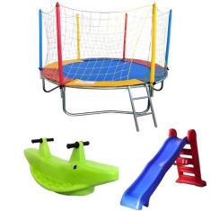 Cama Elástica Pula Pula 2,30m Escorregador Playground Grande Jacaré 2 