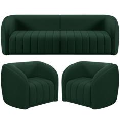 Kit Sofá 5 Lugares Para Sala 332cm com 02 Poltronas Lazio M03 Veludo V