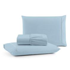 Jogo de Lençol Cama Casal 3 peças 100% Algodão Percal 180 fios Ponto P