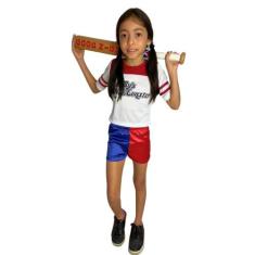 Fantasia Roupa Alerquina Infantil Arlequina Harley Quinn Esquadrão Com