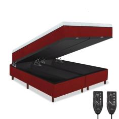 Cama Box Baú e Colchão Magnético Massageador - Eco New Premium, Bordo,