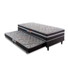 Cama Box Solteiro com Cama Auxiliar Aspen 88x188x41cm Cinza/Preto