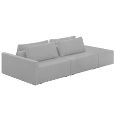 Sofá Ilha Modular Com Puff Para Sala Living 252cm Georgia K04 Linho Cinza Escuro - Mpozenato
