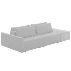 Sofá Ilha Modular Com Puff Para Sala Living 252cm Georgia K04 Veludo Cinza - Mpozenato
