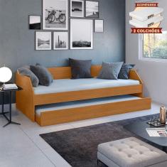 Bicama Solteiro Duo Com Cama Auxiliar Em Mdf Premium Nature Com 2 Colchões