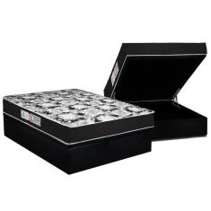 Cama Box Baú Casal: Colchão Espuma D45 Luckspuma Gran Luck Pro + Base Crc Suede Black(138X188)